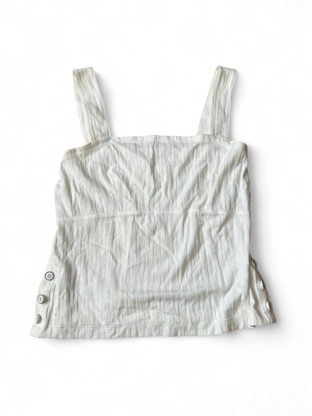Maeve Anthropologie Textured Cotton Tank Top Structured Cream Tailored Coastal L